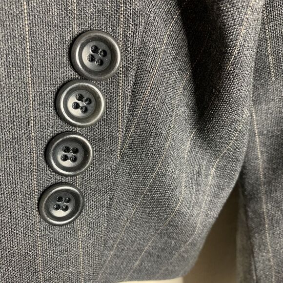 Alfani Black Striped 100% Wool Blazer Sport Jacket - Picture 4 of 8